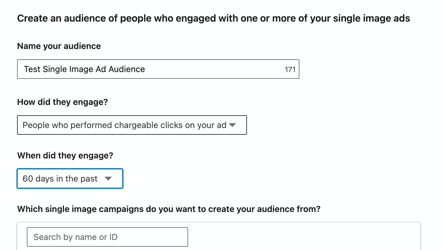 Configuration de l'audience de reciblage LinkedIn